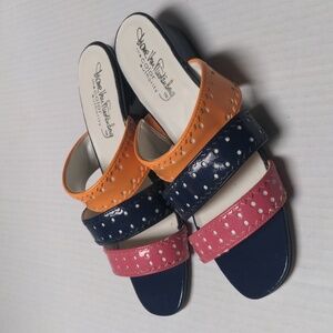 Diane Von Furstenberg Color Authority Colorful Polka Dot Triple Strap Sandals 7